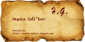 Hupka Gábor névjegykártya